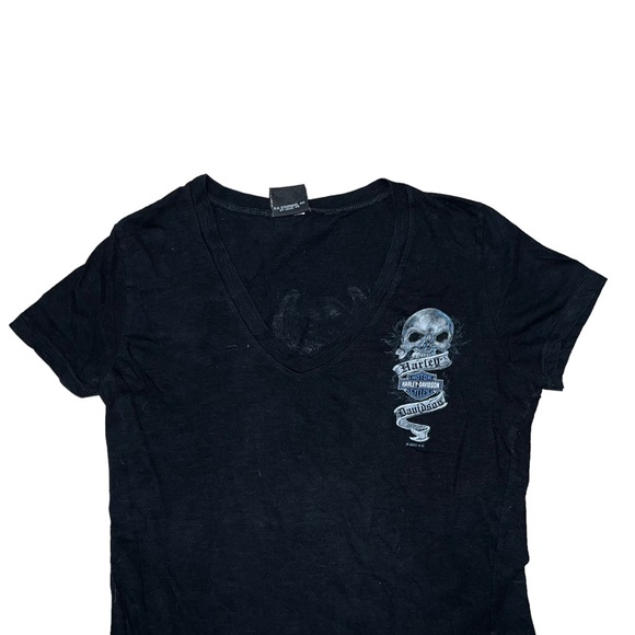 Harley Davidson Skull Angel San Diego California Motorcycle T-Shirt Black V-Neck - Picture 3 of 16
